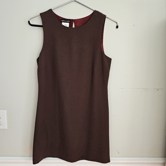 Esprit De Corp Dress 9/10 Brown Round Neck Sleeveless Formal Business - Picture 1 of 4